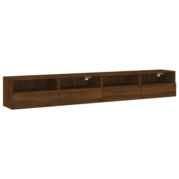 vidaXL Väggmonterad tv-bänk 2 st brun ek 100x30x30 cm konstruerat trä