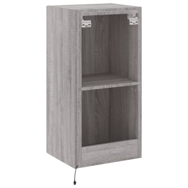 vidaXL Vegghengt TV-benk med LED-lys grå sonoma 40,5x35x80 cm