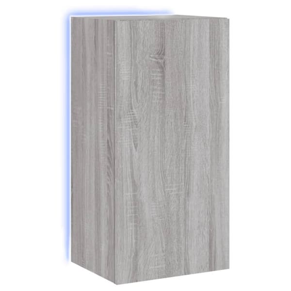 vidaXL Vegghengt TV-benk med LED-lys grå sonoma 40,5x35x80 cm