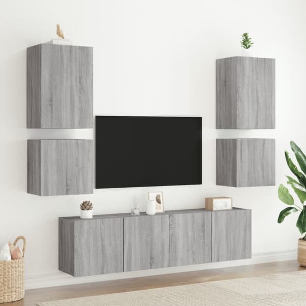 vidaXL Veggmontert TV-benk grå sonoma eik 40,5x30x40 cm konstruert tre