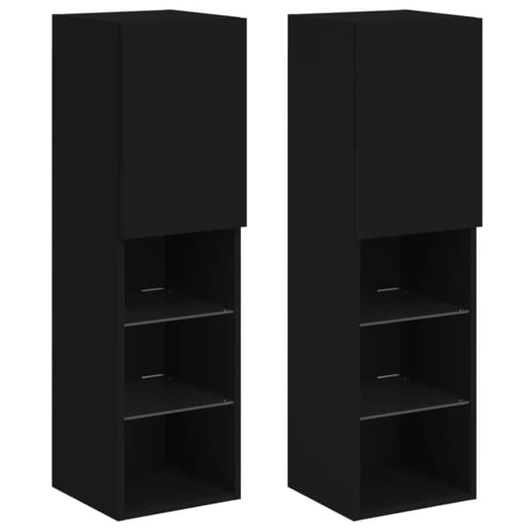 vidaXL TV-kaapit LED-valoilla 2 kpl musta 30,5x30x102 cm