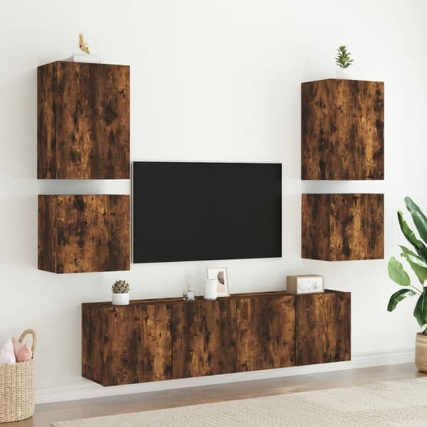 vidaXL Vegghengt TV-benk røkt eik 40,5x30x40 cm konstruert tre
