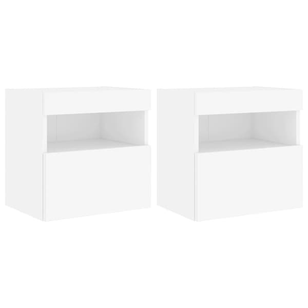 vidaXL Vegghengte TV-benker med LED 2 stk hvit 40x30x40 cm