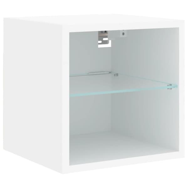 vidaXL Vegghengt TV-benk med LED 2 stk hvit 30x28,5x30 cm