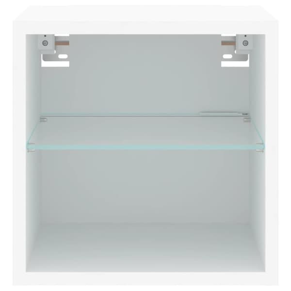 vidaXL Vegghengt TV-benk med LED 2 stk hvit 30x28,5x30 cm