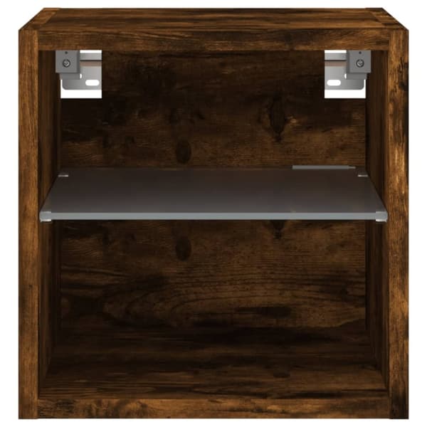 vidaXL Vegghengt TV-benk med LED røkt eik 30x28,5x30 cm
