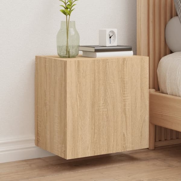 vidaXL væghængt tv-bord 2 stk. 40,5x30x40 cm konstrueret træ sonoma-eg
