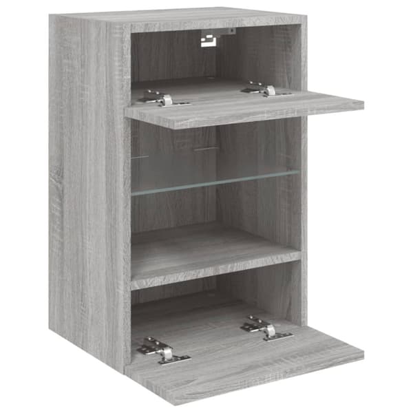 vidaXL TV-seinäkaappi LED-valoilla harmaa Sonoma 40x30x60,5 cm