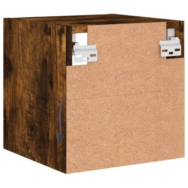vidaXL væghængte tv-borde 2 stk. med LED-lys 30x28,5x30 cm røget eg
