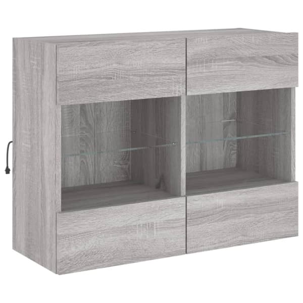 vidaXL TV-seinäkaappi LED-valoilla harmaa Sonoma 78,5x30x60,5 cm