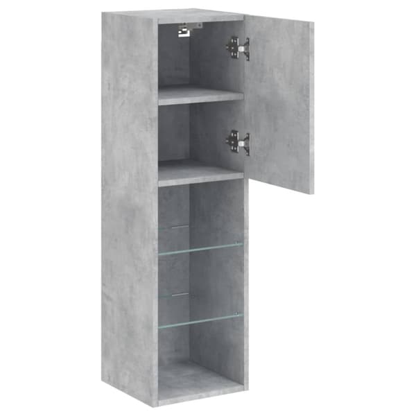 vidaXL tv-borde 2 stk. med LED-lys 30,5x30x102 cm betongrå