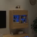 Miniatyrbillede 4 af 11: vidaXL væghængt tv-bord med LED-lys 58,5x30x60,5 cm sonoma-eg