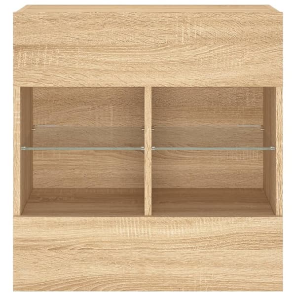 vidaXL væghængt tv-bord med LED-lys 58,5x30x60,5 cm sonoma-eg