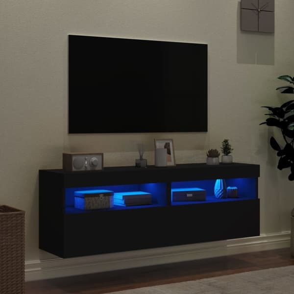 vidaXL væghængte tv-borde 2 stk. med LED-lys 60x30x40 cm sort