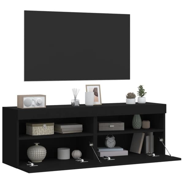 vidaXL væghængte tv-borde 2 stk. med LED-lys 60x30x40 cm sort
