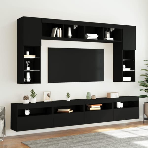 vidaXL TV-seinäkaappi LED-valoilla musta 60x30x40 cm