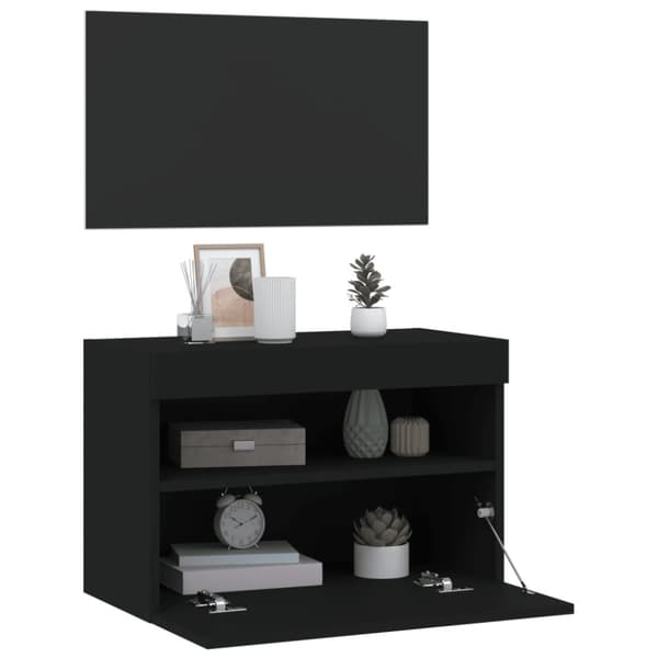 vidaXL TV-seinäkaappi LED-valoilla musta 60x30x40 cm