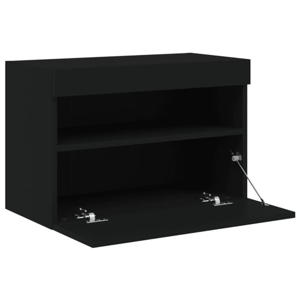 vidaXL TV-seinäkaappi LED-valoilla musta 60x30x40 cm