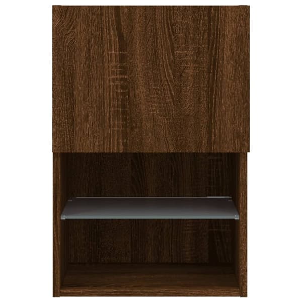 vidaXL tv-borde med LED-lys 2 stk. 40,5x30x60 cm brun egetræsfarve