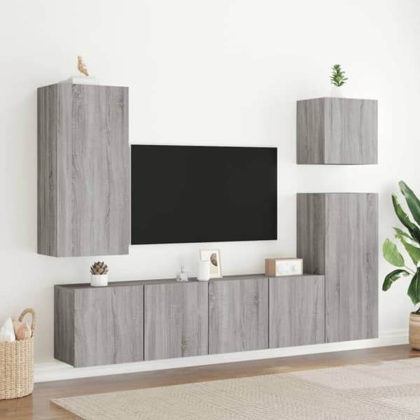 vidaXL væghængt tv-bord 40,5x30x90 cm konstrueret træ grå sonoma-eg