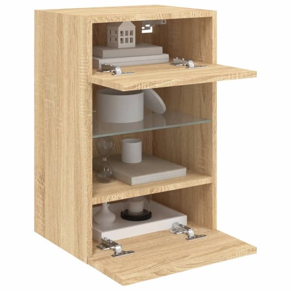 vidaXL TV-seinäkaapit LED-valoilla 2 kpl Sonoma-tammi 40x30x60,5 cm