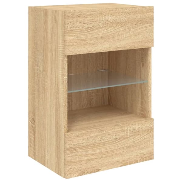 vidaXL TV-seinäkaapit LED-valoilla 2 kpl Sonoma-tammi 40x30x60,5 cm