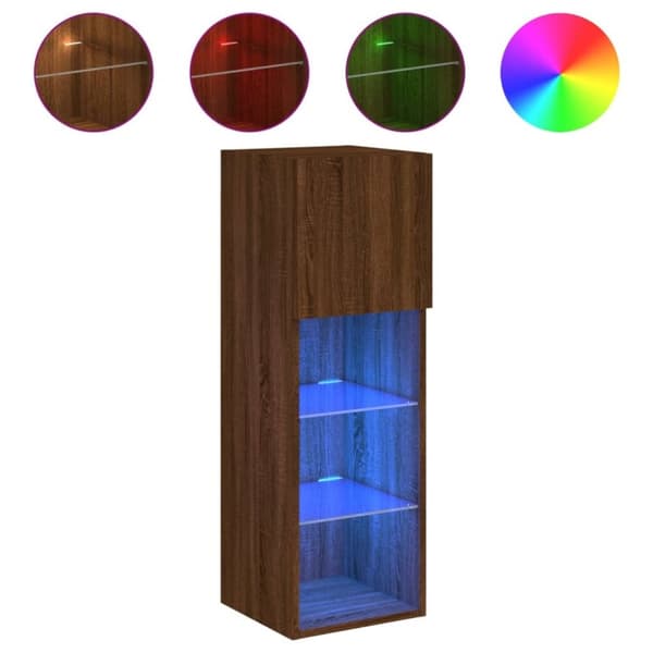 vidaXL TV-kaapit LED-valoilla 2 kpl ruskea tammi 30,5x30x90 cm