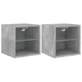 Miniatyrbillede 2 af 11: vidaXL væghængte tv-borde 2 stk. med LED-lys 30x28,5x30 cm betongrå