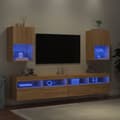 Miniatyrbild 4 av 11: vidaXL Tv-bänk med LED-belysning 2 st sonoma-ek 40,5x30x60 cm