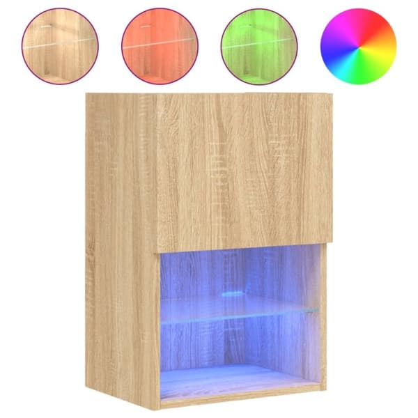 vidaXL Tv-bänk med LED-belysning 2 st sonoma-ek 40,5x30x60 cm