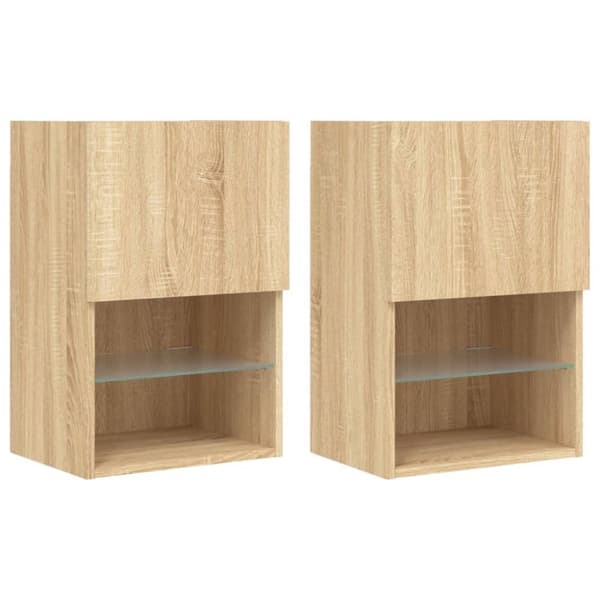 vidaXL Tv-bänk med LED-belysning 2 st sonoma-ek 40,5x30x60 cm
