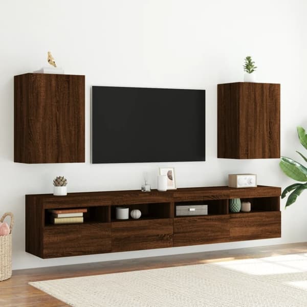 vidaXL Vegghengt TV-benk brun eik 40,5x30x60 cm konstruert tre