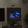 Miniatyrbild 4 av 11: vidaXL Väggmonterad tv-bänk LED rökfärgad ek 58,5x30x60,5 cm