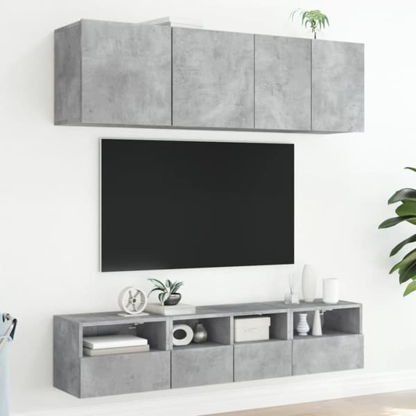 vidaXL Väggmonterad tv-skåp 2 st betonggrå 40x30x30 cm konstruerat trä