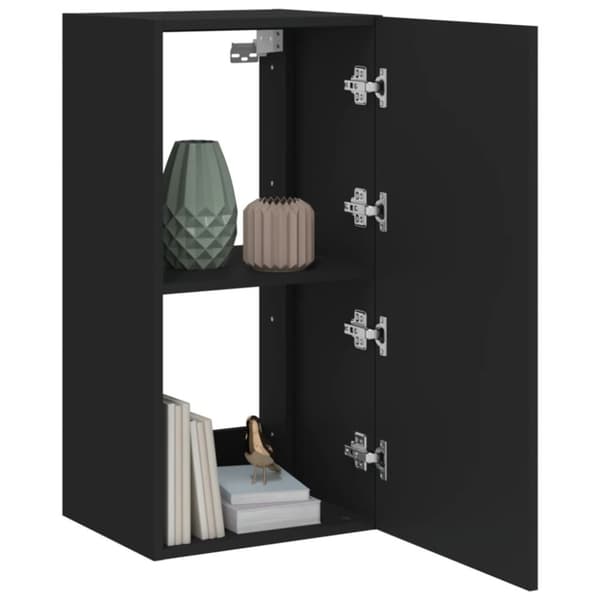 vidaXL Vegghengt TV-benk med LED svart 40,5x35x80 cm