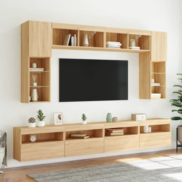 vidaXL Vegghengt TV-benk med LED sonoma eik 60x30x40 cm