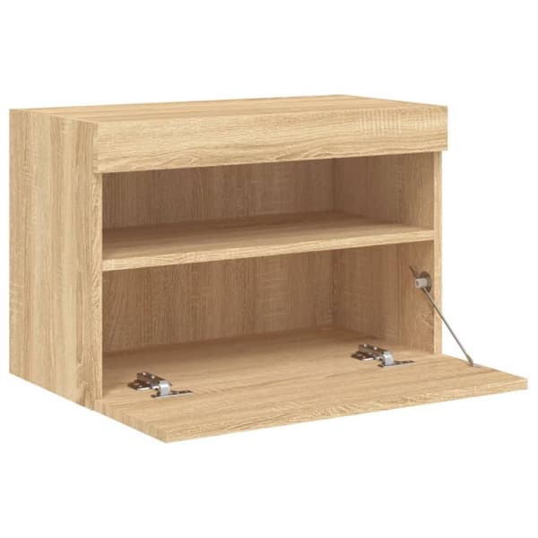 vidaXL Vegghengt TV-benk med LED sonoma eik 60x30x40 cm