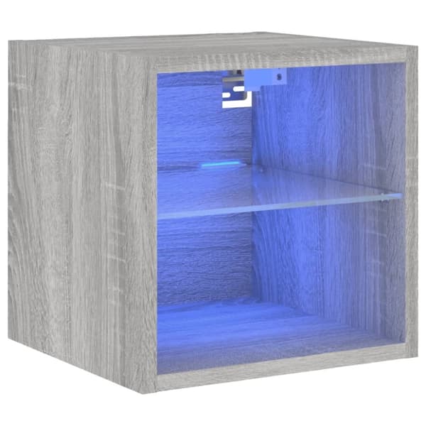 vidaXL Vegghengt TV-benk med LED grå sonoma 30x28,5x30 cm