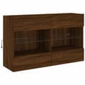 Miniatyrbilde 3 av 11: vidaXL Vegghengt TV-benk med LED-lys brun eik 98,5x30x60,5 cm