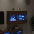 Miniatyrbilde 4 av 11: vidaXL Vegghengt TV-benk med LED-lys brun eik 98,5x30x60,5 cm