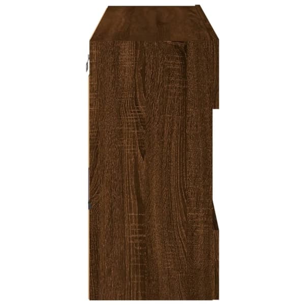 vidaXL Vegghengt TV-benk med LED-lys brun eik 98,5x30x60,5 cm