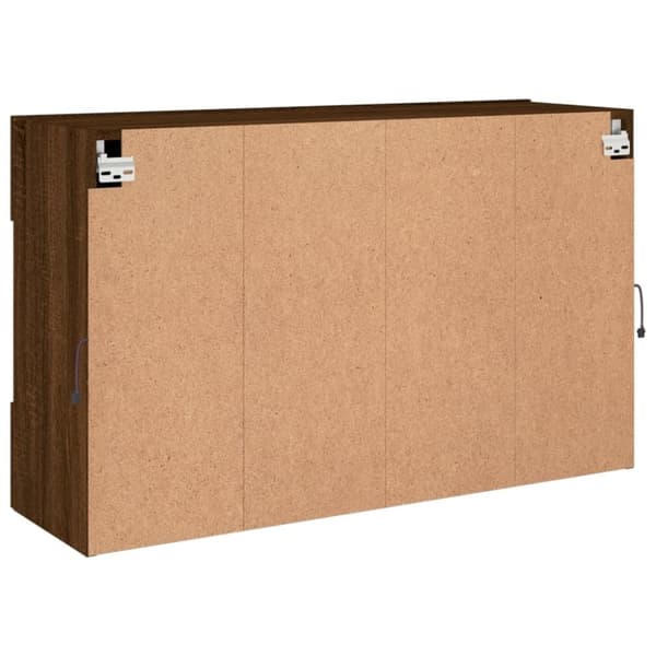 vidaXL Vegghengt TV-benk med LED-lys brun eik 98,5x30x60,5 cm