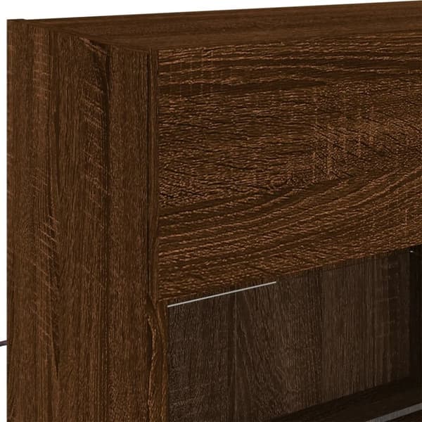 vidaXL Vegghengt TV-benk med LED-lys brun eik 98,5x30x60,5 cm