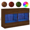 Miniatyrbilde 2 av 11: vidaXL Vegghengt TV-benk med LED-lys brun eik 98,5x30x60,5 cm