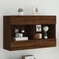 Miniatyrbilde 1 av 11: vidaXL Vegghengt TV-benk med LED-lys brun eik 98,5x30x60,5 cm