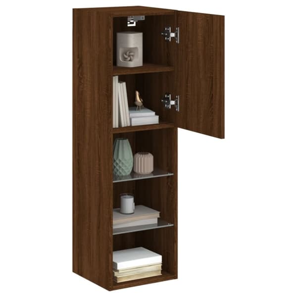 vidaXL Tv-bänk med LED-belysning 2 st brun ek 30,5x30x102 cm