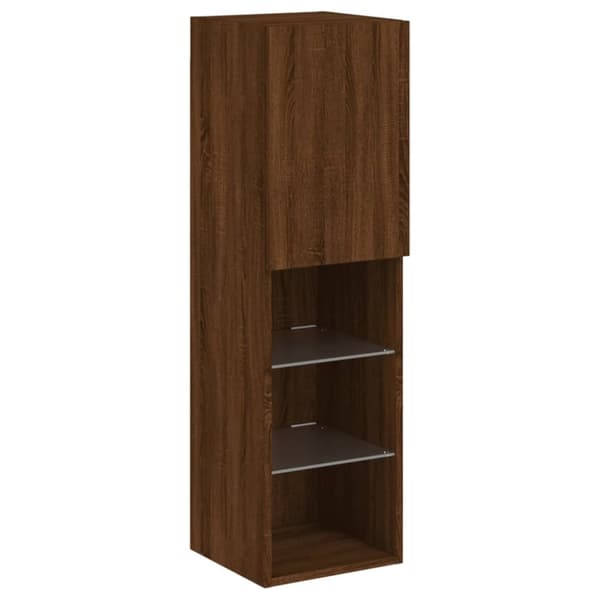 vidaXL Tv-bänk med LED-belysning 2 st brun ek 30,5x30x102 cm