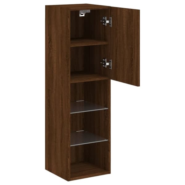 vidaXL Tv-bänk med LED-belysning 2 st brun ek 30,5x30x102 cm