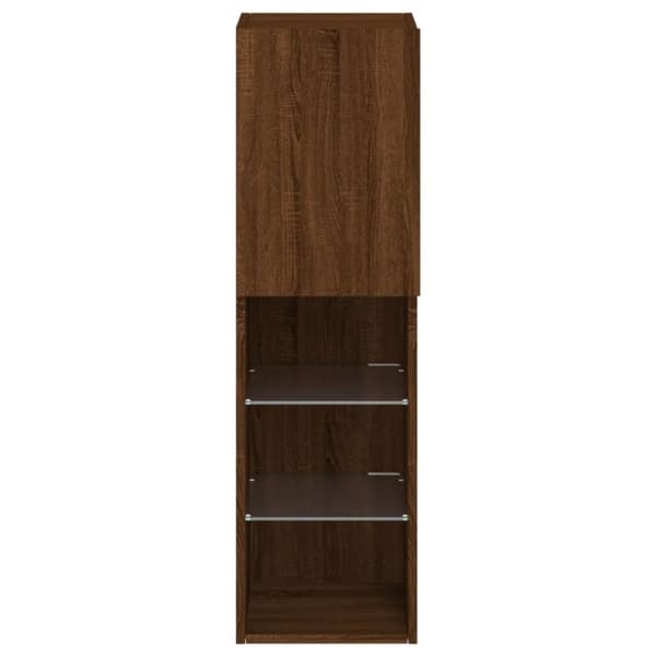 vidaXL Tv-bänk med LED-belysning 2 st brun ek 30,5x30x102 cm