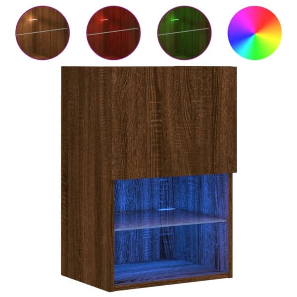 vidaXL TV-benker med LED-lys 2 stk brun eik 40,5x30x60 cm